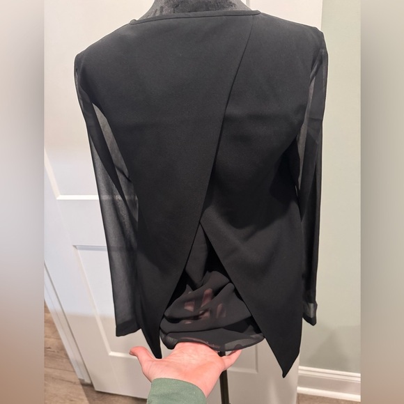 Rag & Bone part sheer long sleeve open back black - Picture 4 of 10